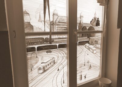 Fensterzeichnung vom Essener Bahnhof der 1930er Jahre